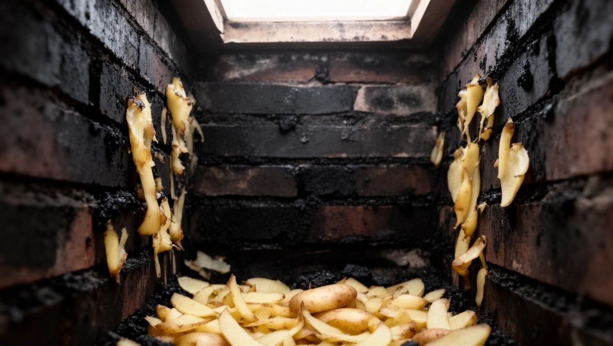 Czyszczenie komina obierkami z ziemniaków