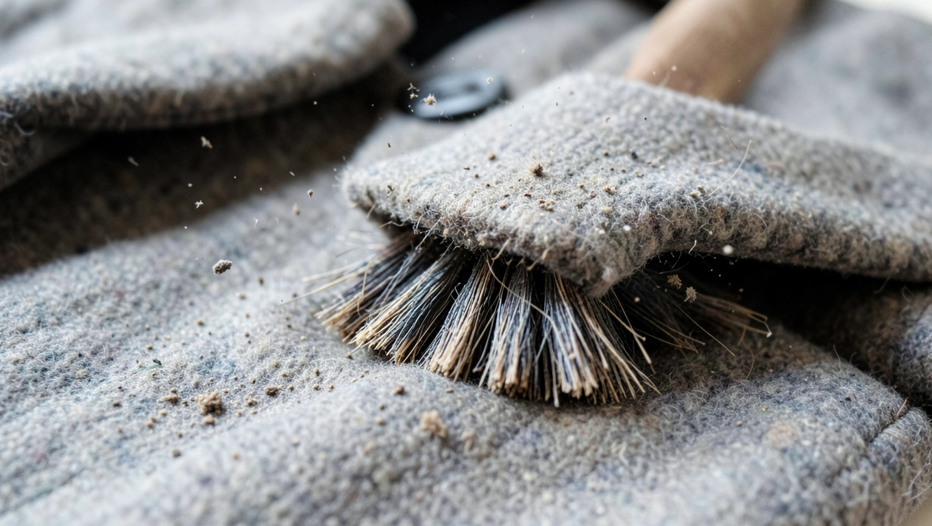 Usuwanie brudu z płaszcza wełnianego